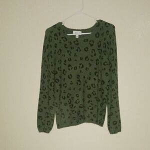 Elle Green Leopard Print Sweater
